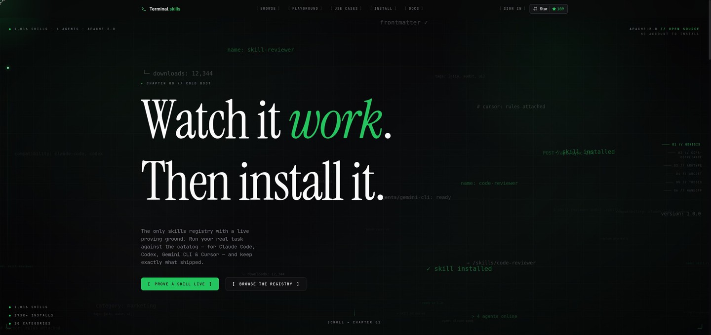 Terminal Skills — AI Skills Marketplace